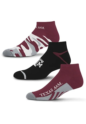 Texas A&M Aggies Camo Boom 3pk Mens No Show Socks