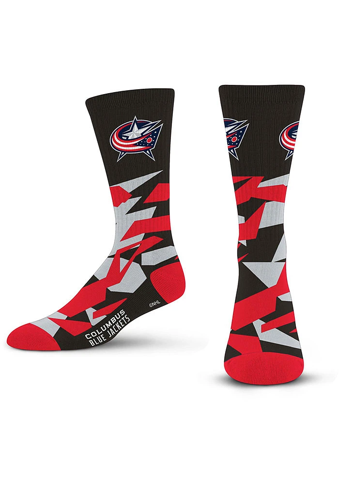 Columbus Blue Jackets Shattered Camo Mens Crew Socks