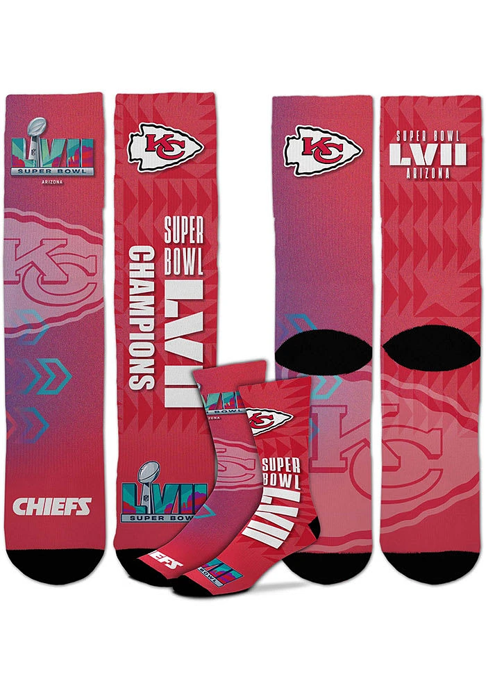 Kansas City Chiefs Red 2022 SB LVII Champs Youth Crew Socks