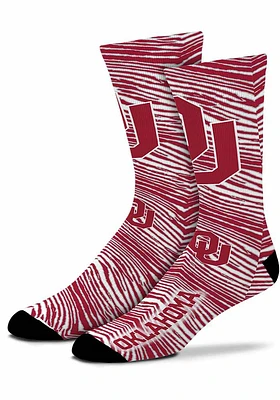 Oklahoma Sooners Cardinal Zubaz Zubified Youth Crew Socks