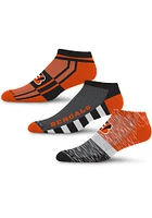 Cincinnati Bengals Stripe Stack 3 Pack Mens No Show Socks