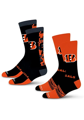 Cincinnati Bengals Digi Split 2 Pk Mens Crew Socks