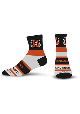 Cincinnati Bengals Bar Stripe Youth Quarter Socks