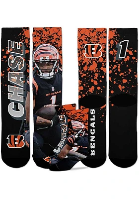 Ja'Marr Chase For Barefeet Originals Cincinnati Bengals Orange Road Warrior Youth Crew Socks