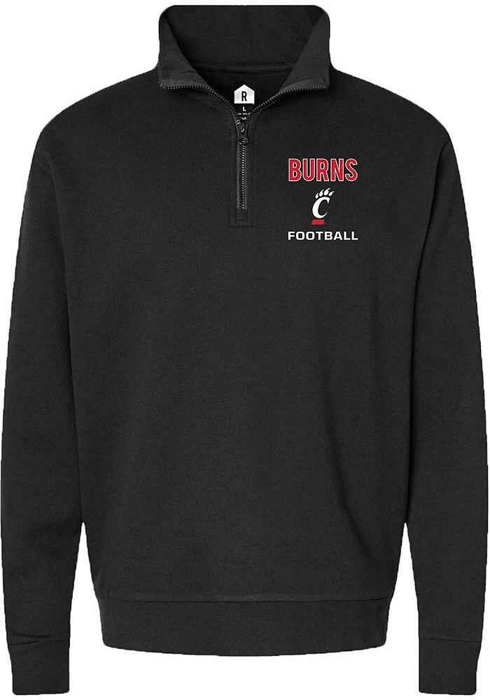 Kamari Burns Mens Rally Black Cincinnati Bearcats NIL Embroidered Qtr Zip Pullover