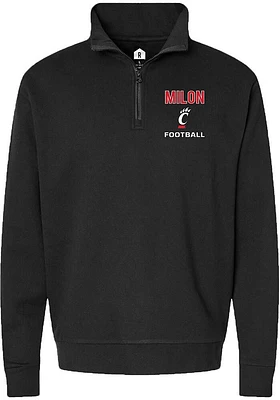 Judea Milon Mens Rally Black Cincinnati Bearcats NIL Embroidered Qtr Zip Pullover