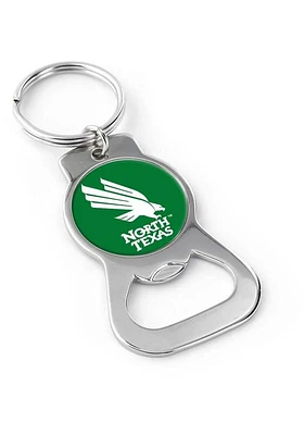 North Texas Mean Green Bottle Opener Keychain - Silver