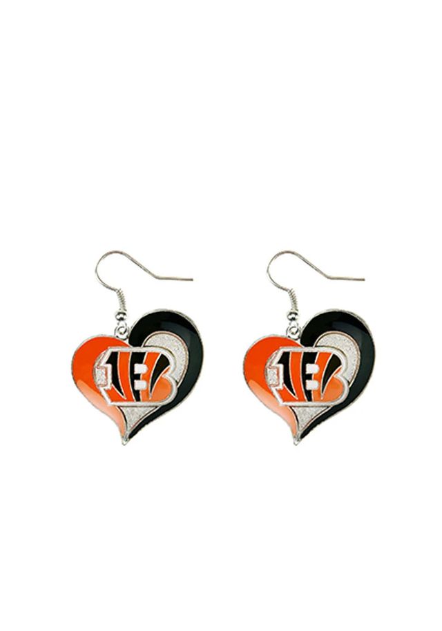 Cincinnati Bengals Heart Swirl Womens Earrings