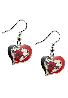 Chicago Bulls Swirl Heart Womens Earrings