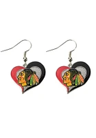 Chicago Blackhawks Swirl Heart Womens Earrings