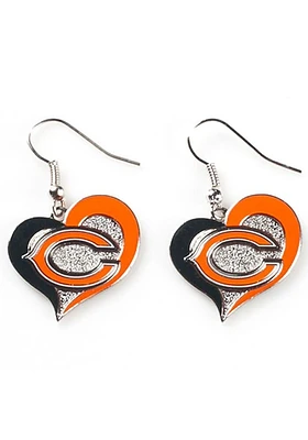 Chicago Bears Swirl Heart Womens Earrings