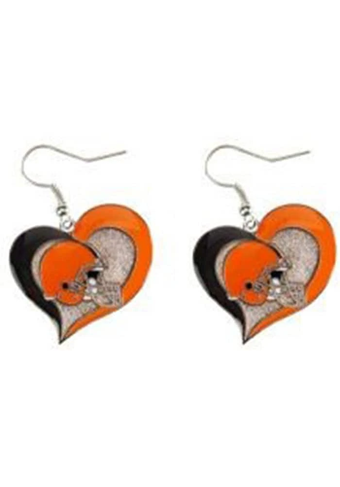 Cleveland Browns Swirl Heart Womens Earrings