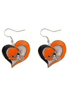 Cleveland Browns Swirl Heart Womens Earrings