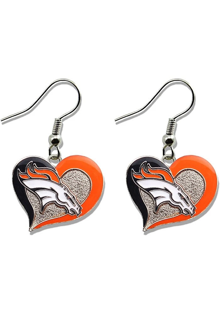 Denver Broncos Swirl Heart Womens Earrings