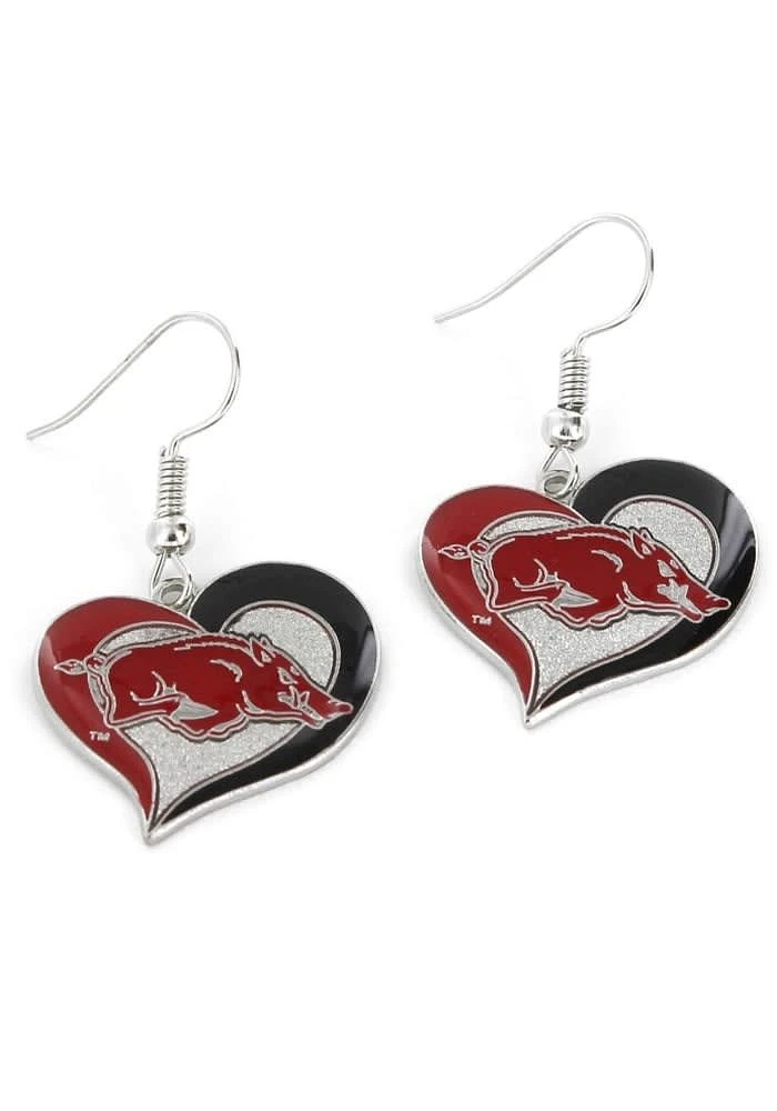 Arkansas Razorbacks Swirl Heart Womens Earrings