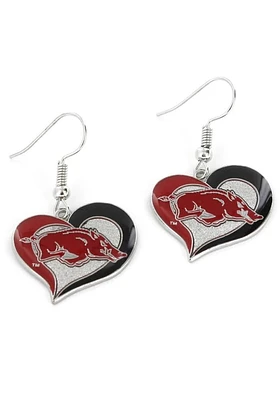 Arkansas Razorbacks Swirl Heart Womens Earrings