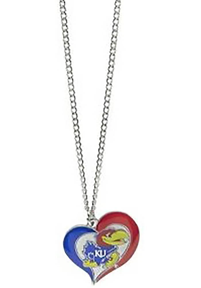 Kansas Jayhawks Swirl Heart Necklace