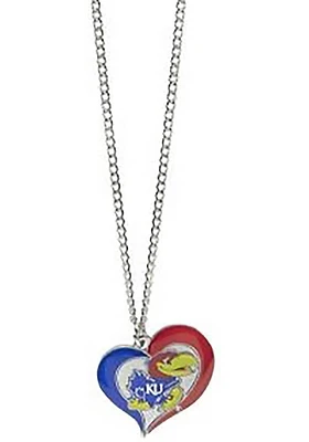 Kansas Jayhawks Swirl Heart Necklace