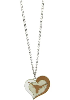 Texas Longhorns Swirl Heart Necklace