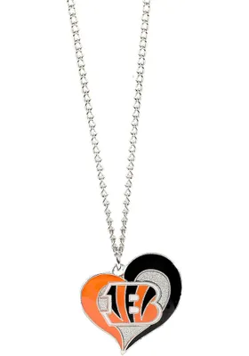 Cincinnati Bengals Swirl Heart Necklace