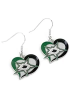 Dallas Stars Swirl Heart Womens Earrings