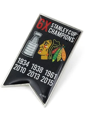 Chicago Blackhawks Souvenir Stanley Cup Champions Banner Pin - Black