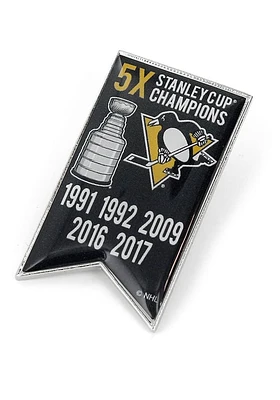 Pittsburgh Penguins Souvenir Stanley Cup Champions Banner Pin - Black