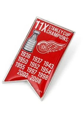 Detroit Red Wings Souvenir Stanley Cup Champions Banner Pin - Red