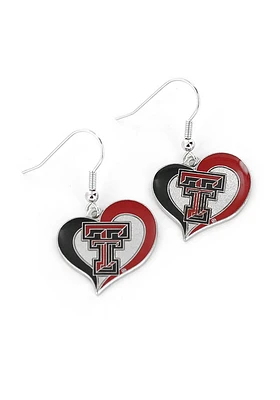 Texas Tech Red Raiders Swirl Heart Womens Earrings