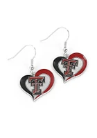 Texas Tech Red Raiders Swirl Heart Womens Earrings