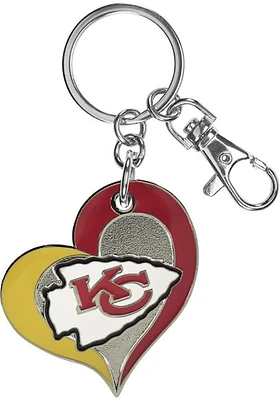 Kansas City Chiefs Swirl Heart Keychain - Red