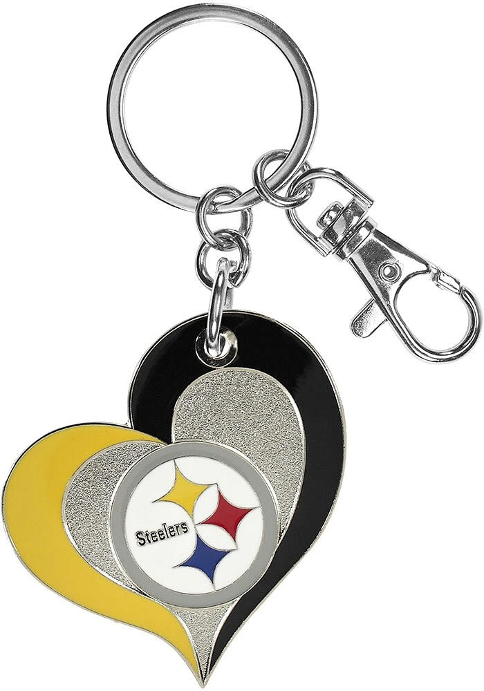 Pittsburgh Steelers Swirl Heart Keychain - Yellow