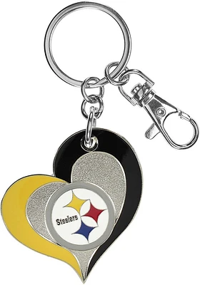 Pittsburgh Steelers Swirl Heart Keychain - Yellow