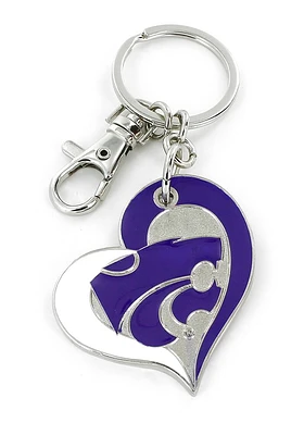 K-State Wildcats Swirl Heart Keychain - Purple