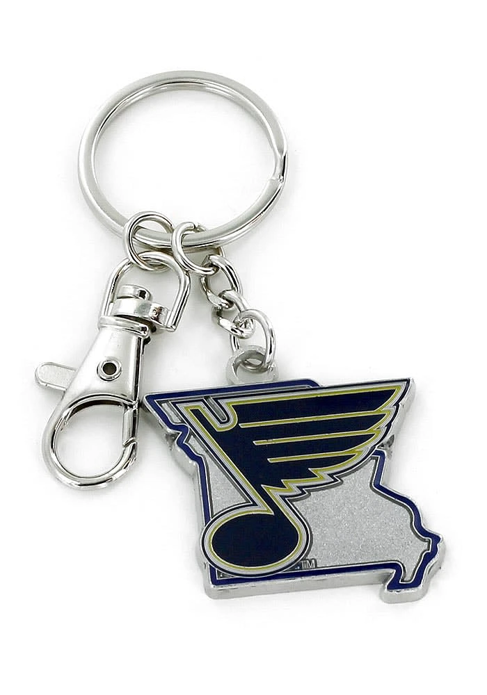 St Louis Blues State Shape Keychain - Blue