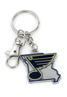 St Louis Blues State Shape Keychain - Blue