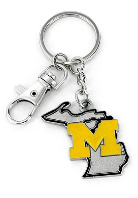 Michigan Wolverines State Shape Keychain