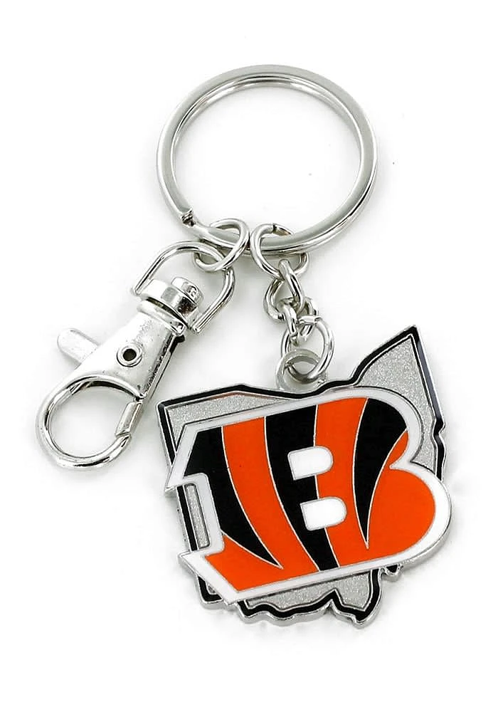 Cincinnati Bengals Team State Shape Keychain