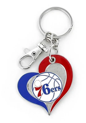 Philadelphia 76ers Swirl Heart Keychain - Blue