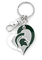Michigan State Spartans Swirl Heart Keychain - Green