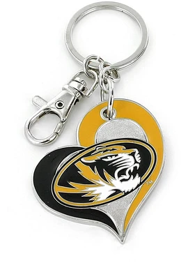 Missouri Tigers Swirl Heart Keychain - Black