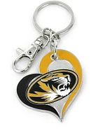 Missouri Tigers Swirl Heart Keychain - Black
