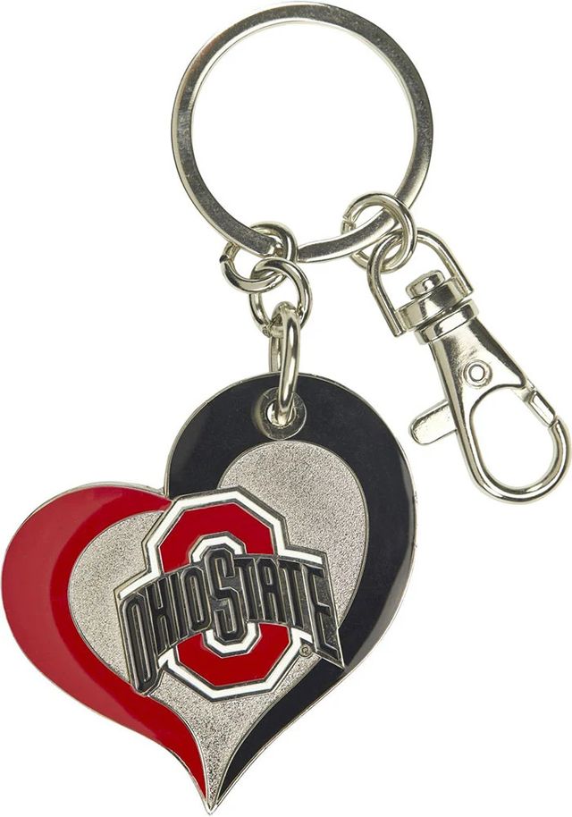 Ohio State Buckeyes Swirl Heart Keychain - Red