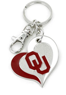 Oklahoma Sooners Swirl Heart Keychain - Red