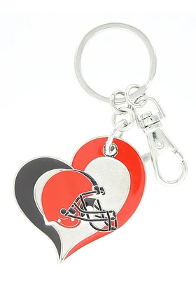 Cleveland Browns Swirl Heart Keychain - Brown