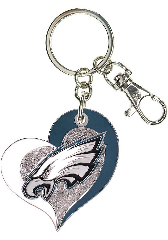 Philadelphia Eagles Swirl Heart Keychain - Midnight Green