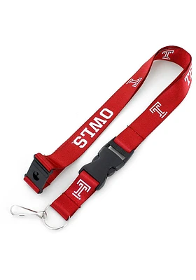 Temple Owls Repeat Name Lanyard - Red