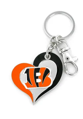 Cincinnati Bengals Swirl Heart Keychain