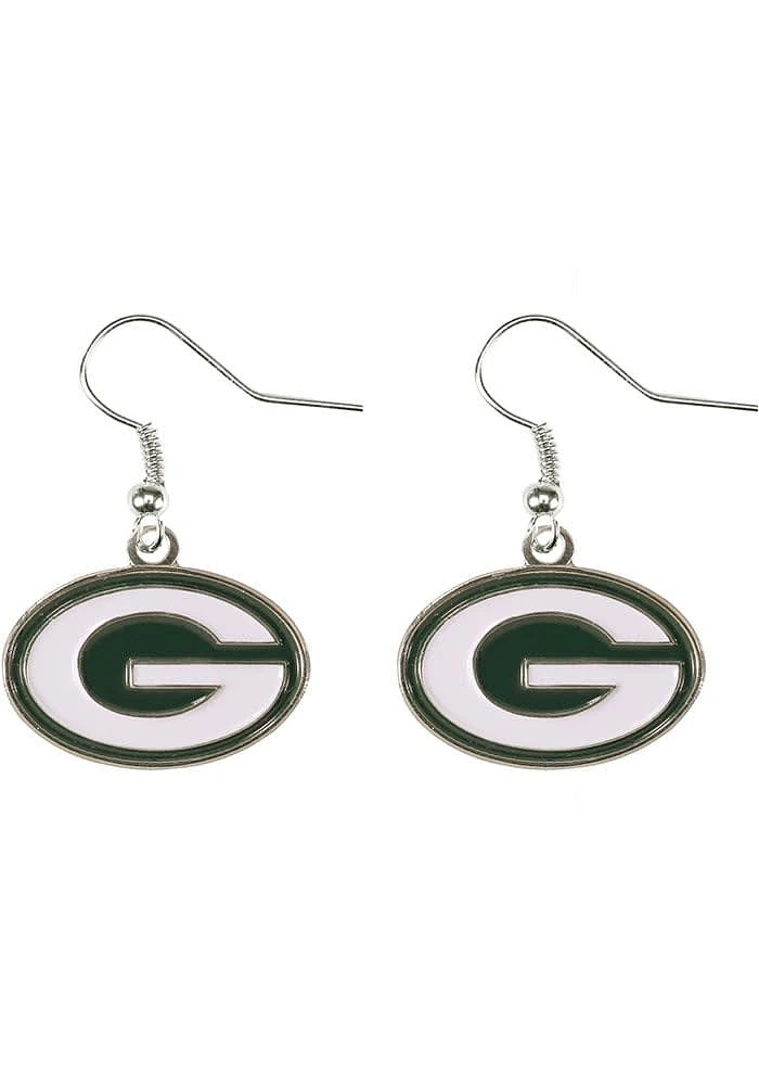 Green Bay Packers Logo Dangler Style Womens Earrings