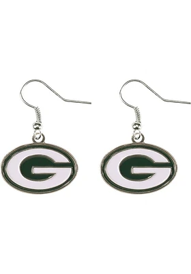 Green Bay Packers Logo Dangler Style Womens Earrings